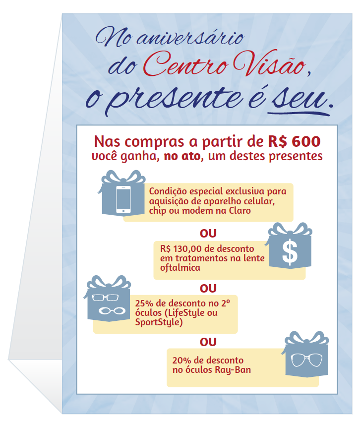 Display de Balcão 25 anos Centro Visão by Danilo Aroeira